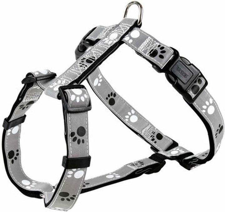 TRIXIE Silver Reflect Geschirr Grösse M–L: Brustumfang 50–75 cm/25 mm in schwarz/silbergrau - reflek
