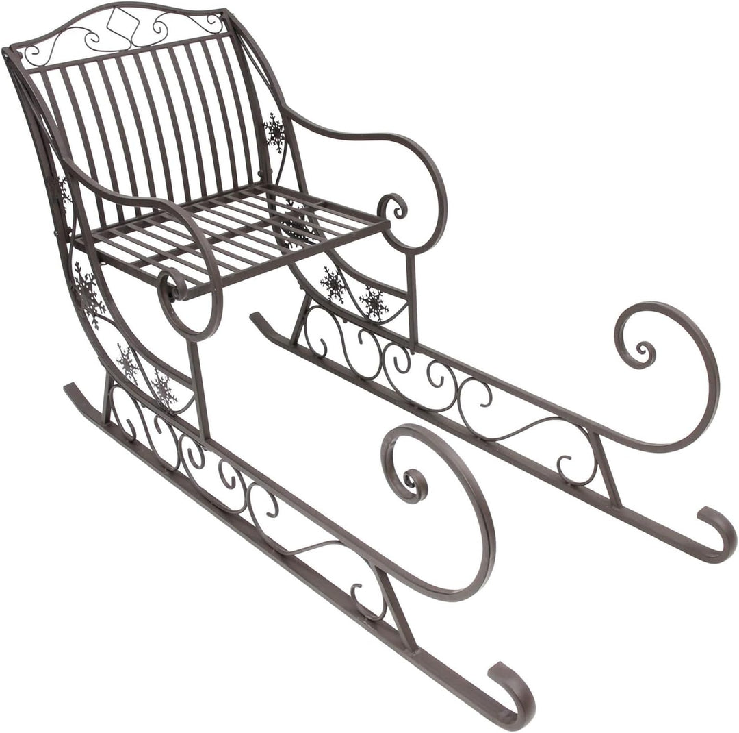 Dekoleidenschaft Grosser Schlitten Nostalgie aus Metall, braun mit Antik Finish, 116 cm lang, Dekosc