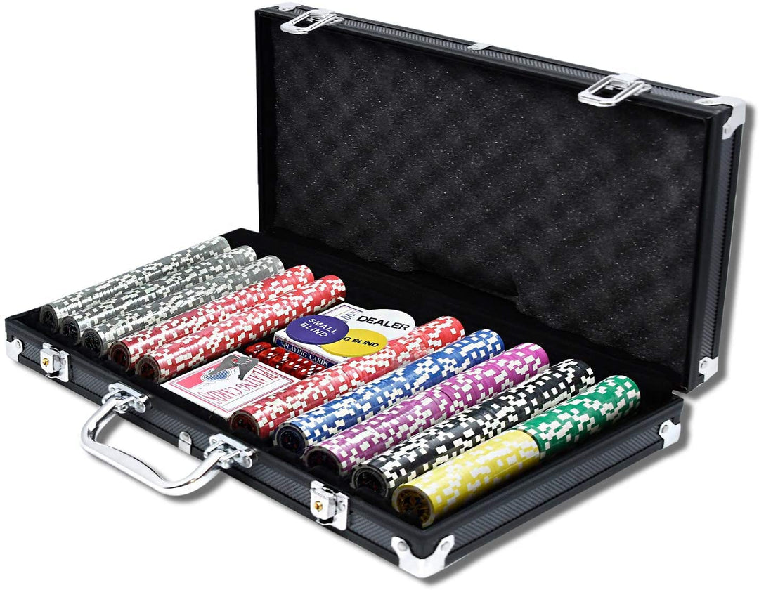 LARS360 Pokerkoffer mit 500 Laser Pokerchips, 11,5g Abschliessbar Pokerkarten Zubehör Deluxe Pokerse