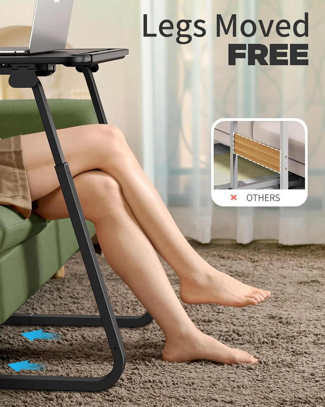 SAIJI Beistelltisch, Doppelnutzung Frühstückstablett Laptoptisch, Stabilere U-förmige Füsse, Couchti