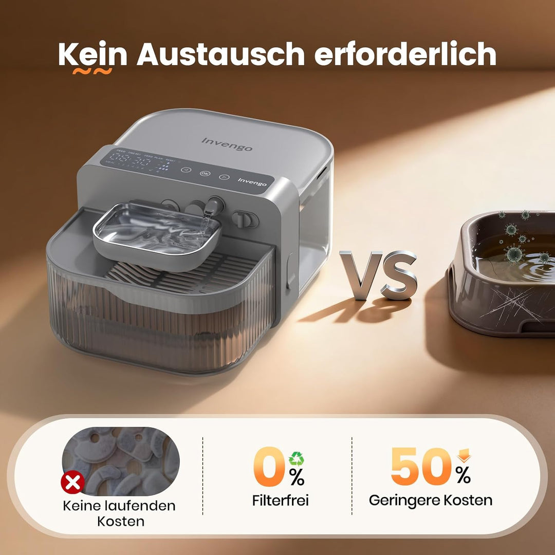 Kabelloser Katzenbrunnen, 3.5L Innovativer Trinkbrunnen mit Abwasser-Trennungs-System ohne Filterwec