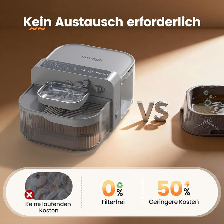 Kabelloser Katzenbrunnen, 3.5L Innovativer Trinkbrunnen mit Abwasser-Trennungs-System ohne Filterwec