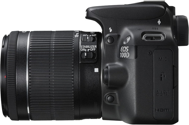 Canon EOS 100D DSLR-Kamera mit EF-S 18–55 mm III-Objektiv, Schwarz (18 MP, CMOS-Sensor), 7,6 cm (3 Z
