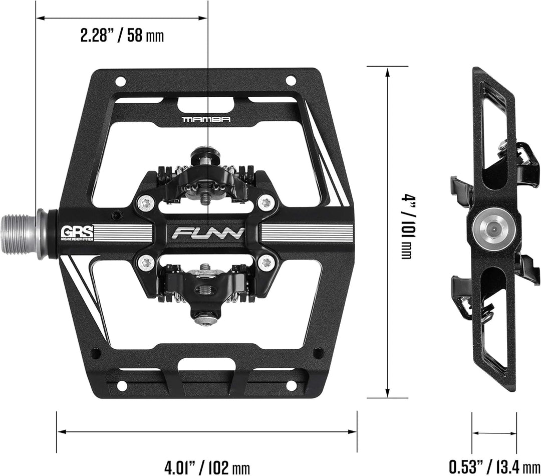 Funn Mamba Mountain Bike Clipless Pedals, Doppelseitige Klickpedale mit breiter Plattform für MTB, K