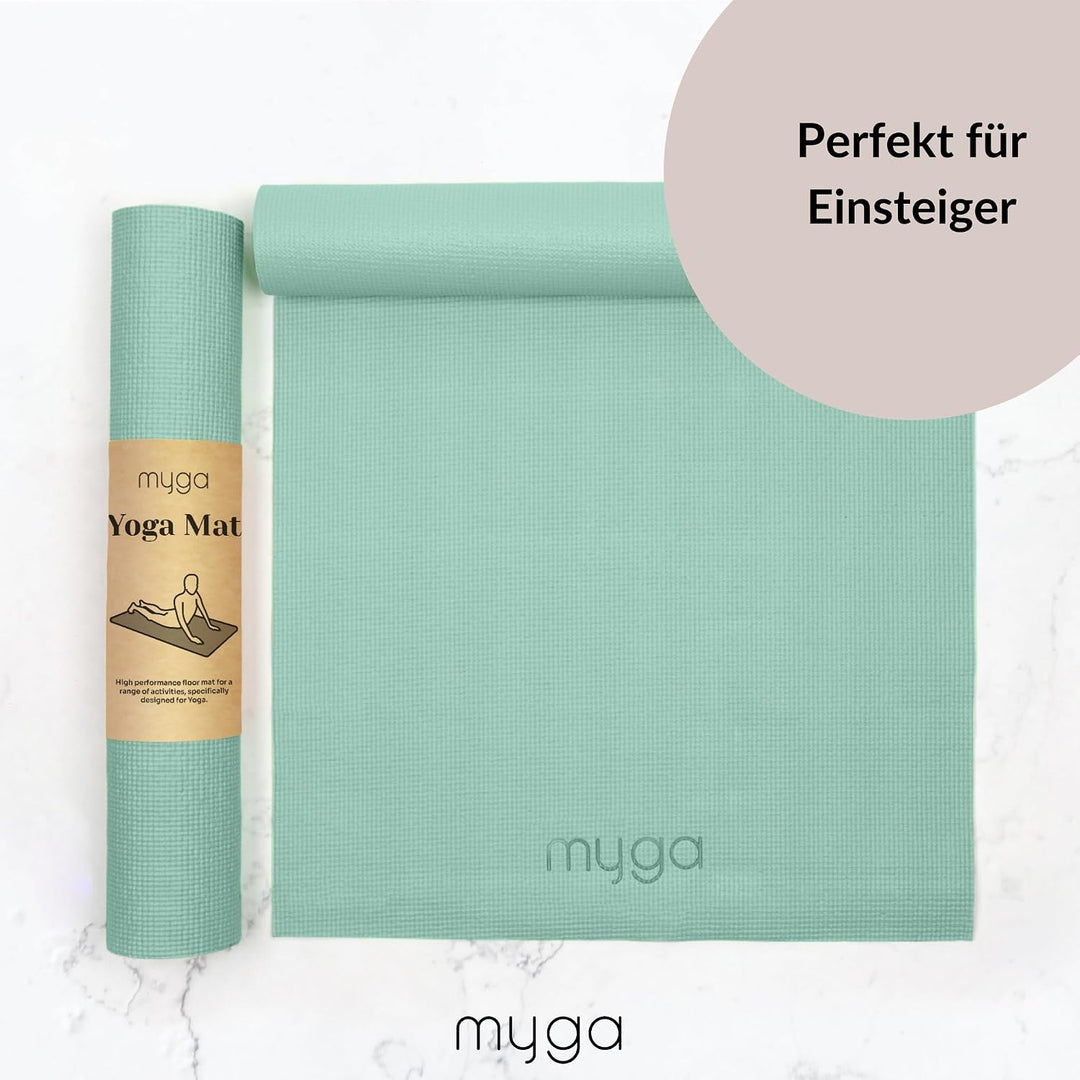 Myga Einsteiger-Yogamatte | Rutschfest &amp; Leicht zu tragen – 4 mm Dicke | Ideal für Yoga, Pilates, Me