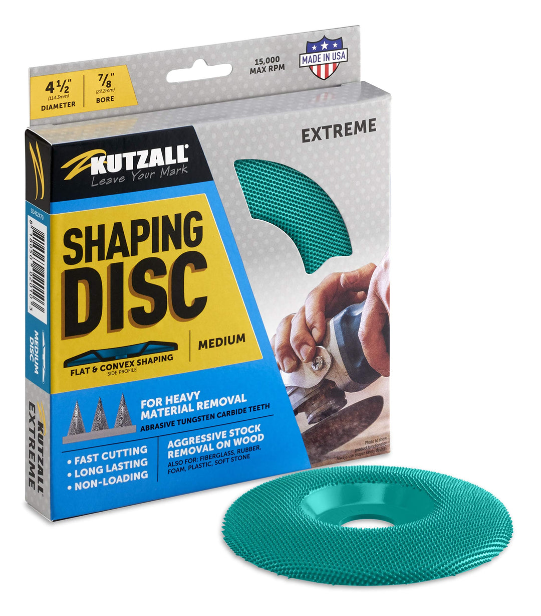 Kutzall Extreme Shaping Disc - Medium, 114,3mm (4-1⁄2") X 7⁄8"(22.2mm) Bohrung - Holzbearbeitungs-Wi