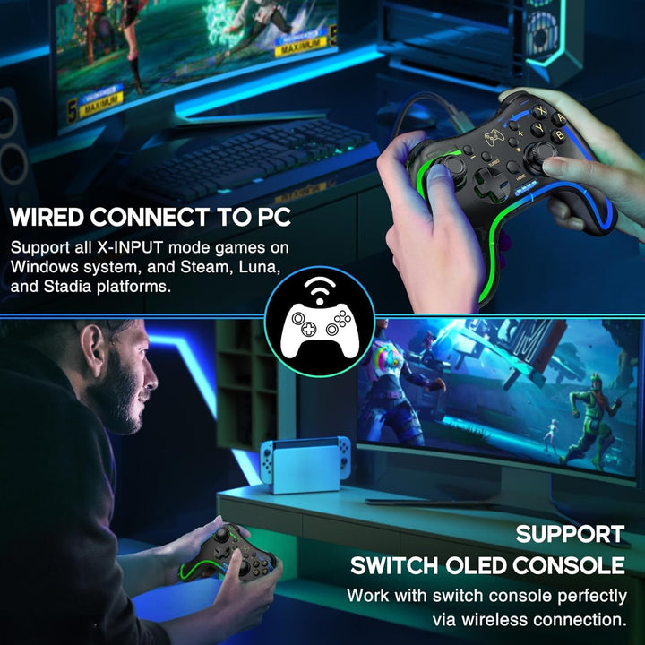 HELLCOOL Switch 2 Controller mit Cooles RGB Licht Look/Aufwecken/Turbo Funktion/Präzise Joystick/Dua