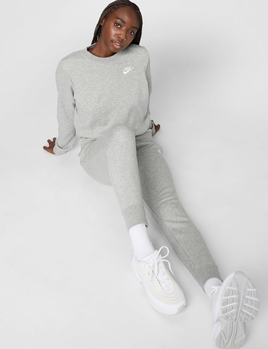 Nike Damen Hose NSW Club M Dk Grey Heather/White, M Dk Grey Heather/White