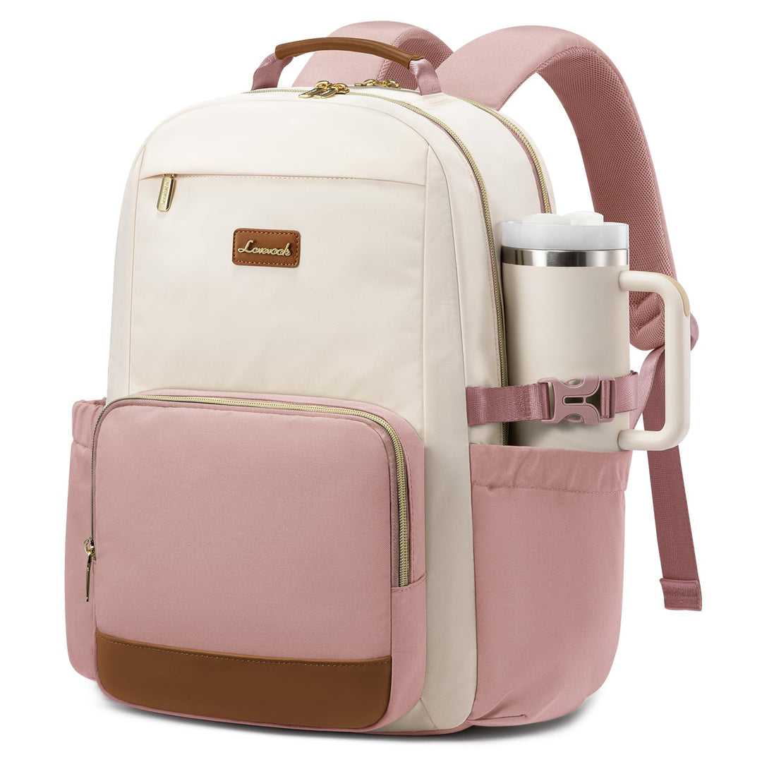 LOVEVOOK Rucksack Damen,15.6 Zoll Laptop Schulrucksack Teenager mit grossem Fach für Trinkflaschen,T