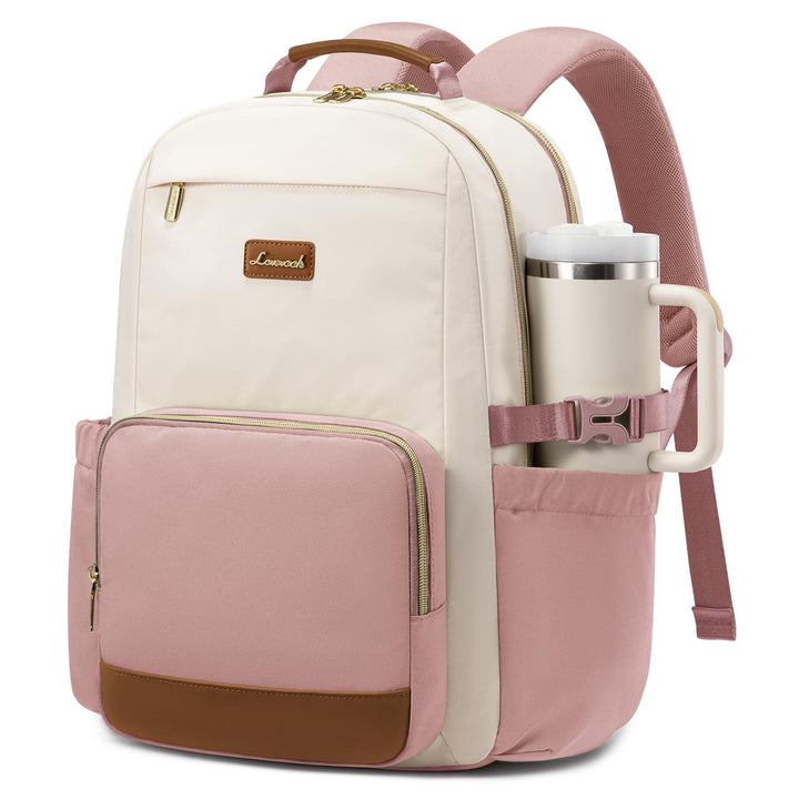 LOVEVOOK Rucksack Damen,15.6 Zoll Laptop Schulrucksack Teenager mit grossem Fach für Trinkflaschen,T