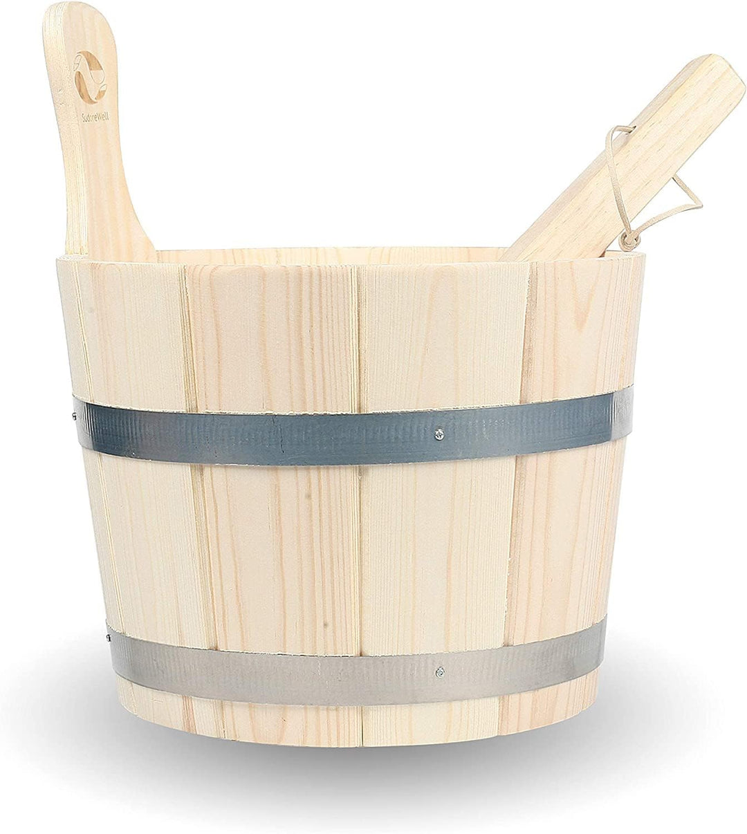SudoreWell® Saunakübel Set 3tlg. - Saunakübel aus Nadelholz 5.0 Liter mit Einsatz und Saunakelle 3 S