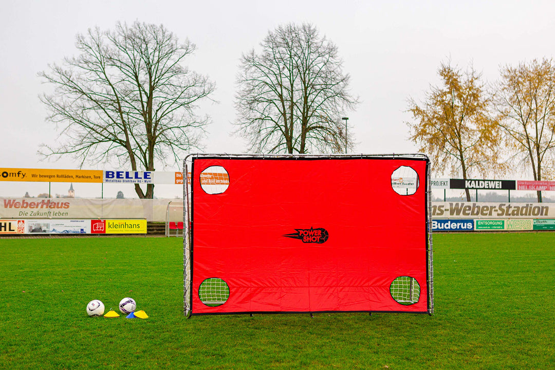 POWERSHOT® Fussballtor 3,7 x 2m PRO - Made IN Germany - Super stabiles uPVC und Super Design, WETTER