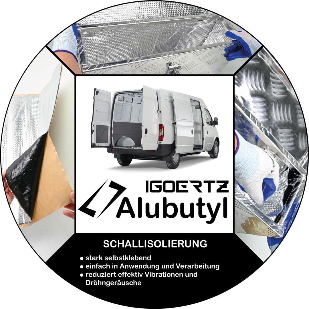 2 qm Alubutyl 50x400 cm Dämmmatte selbstklebend Anti Dröhn Matte Fahrzeugdämmung