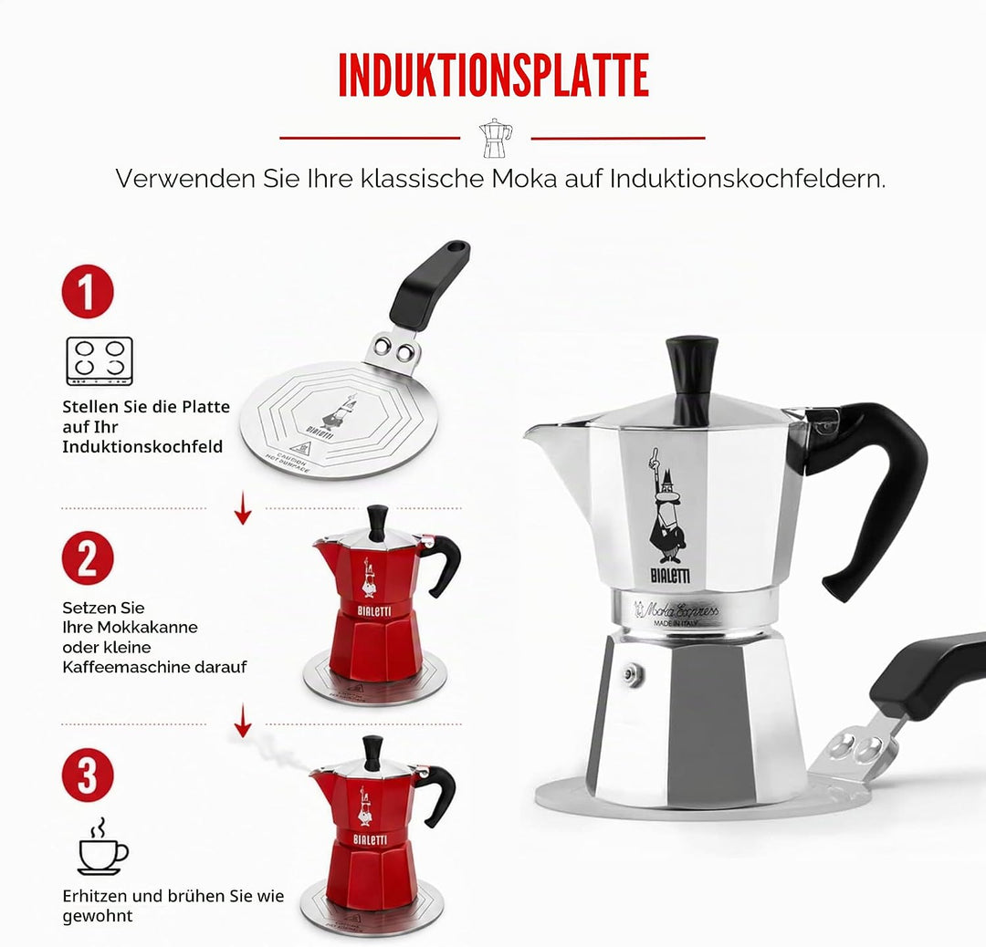Bialetti Moka Induktionskochteller Adapter für die Verwendung von Kaffeekannen und Kochgeschirr auf