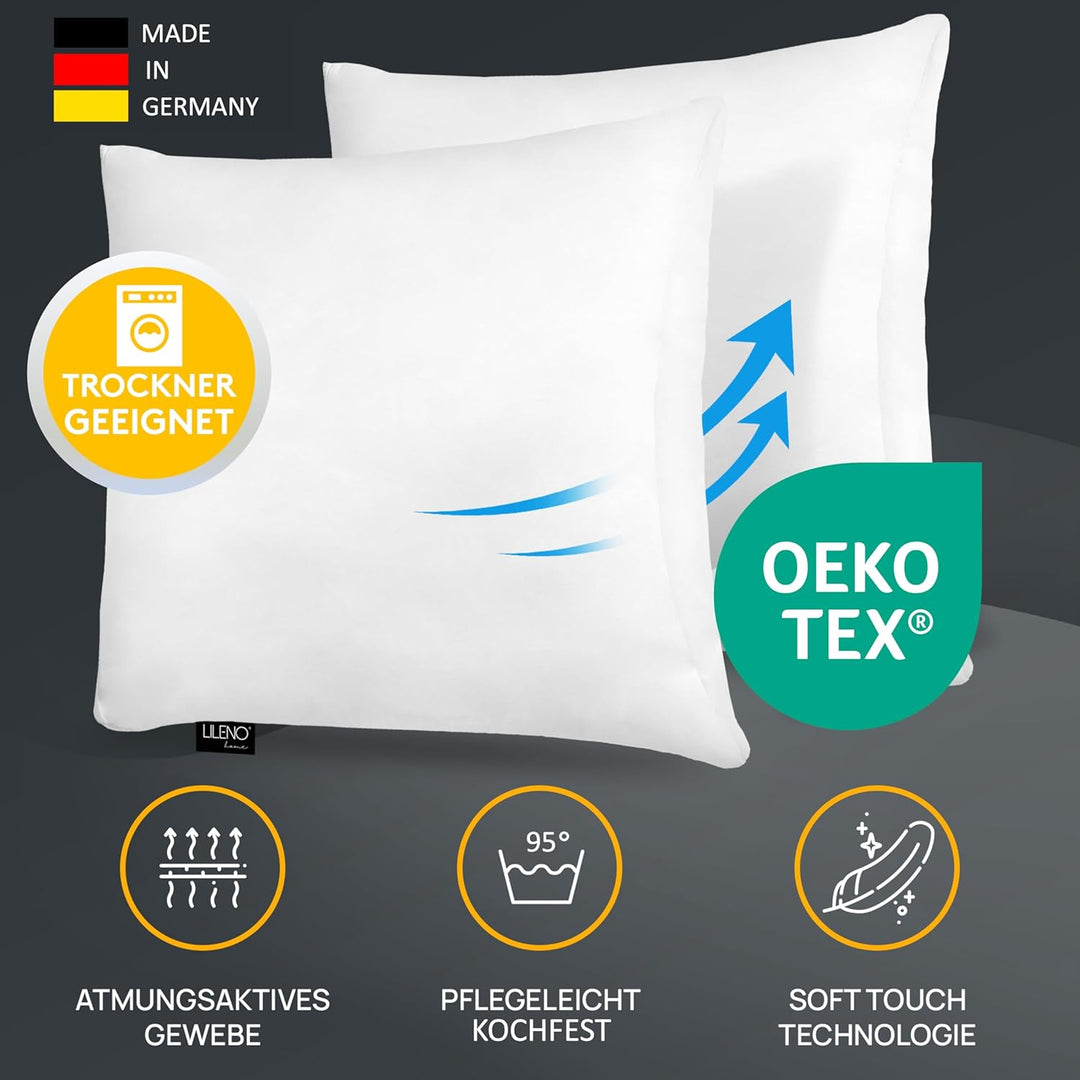 LILENO HOME Microfaser Kissen 50x60 cm [4er Set] bis 95 Grad waschbar mit Reissverschluss - Kopfkiss