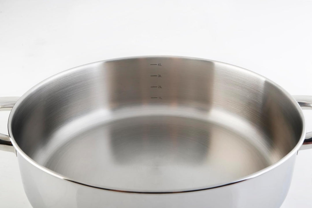 STAINLESS LOW COOKING POT WITH LID 28 cm. 4.9 Liter, 4.9 Liter