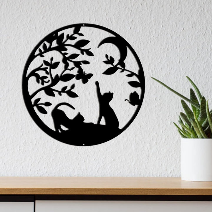 NBEADS Katzen Metall Wandkunst Dekor, schwarze Wandbehang Dekor Silhouette Wandkunst für Zuhause Sch