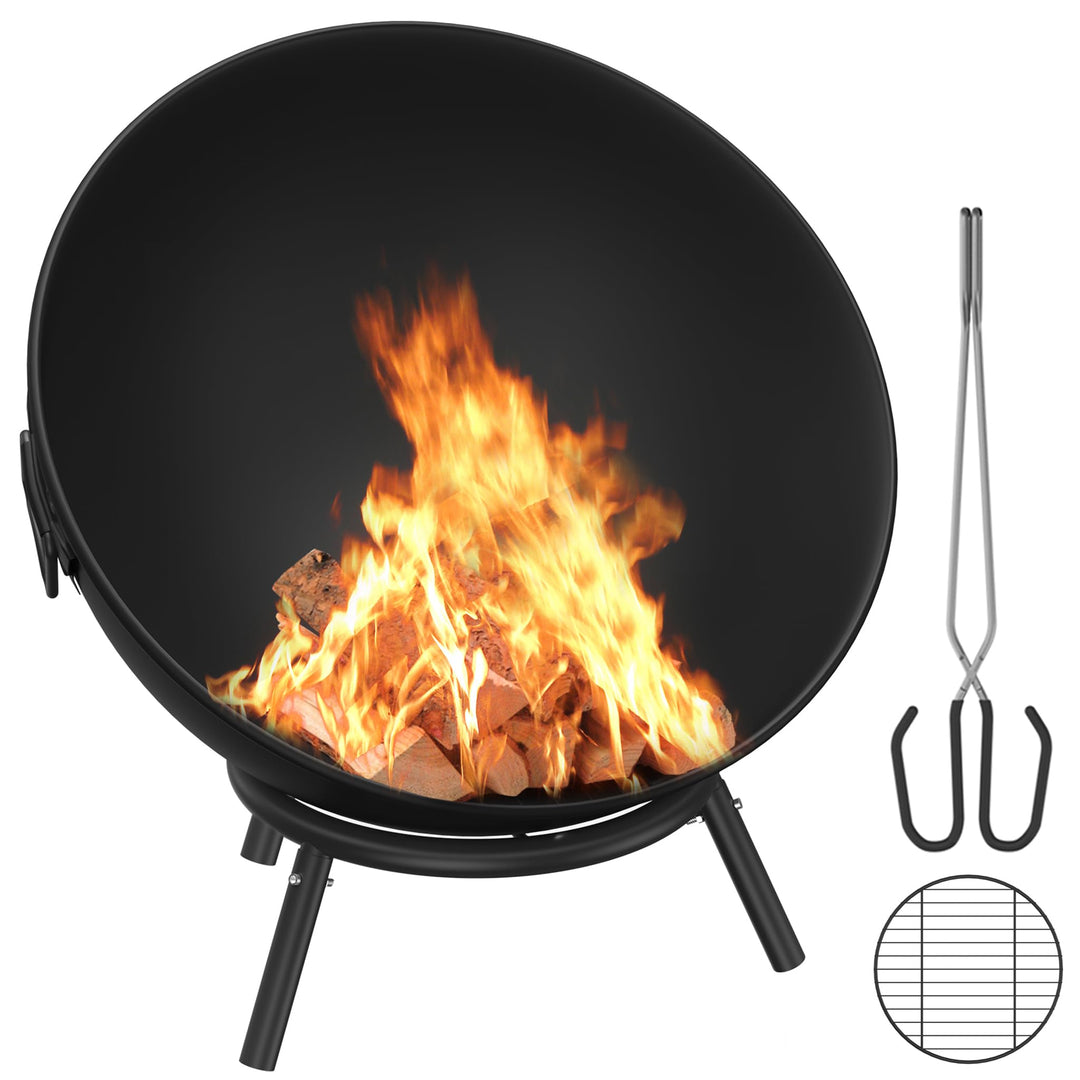 Feuerschale 62 cm Feuerschalen für den Garten, Terrasse & Balkon Feuerkorb Camping aus Stahl Feuerst