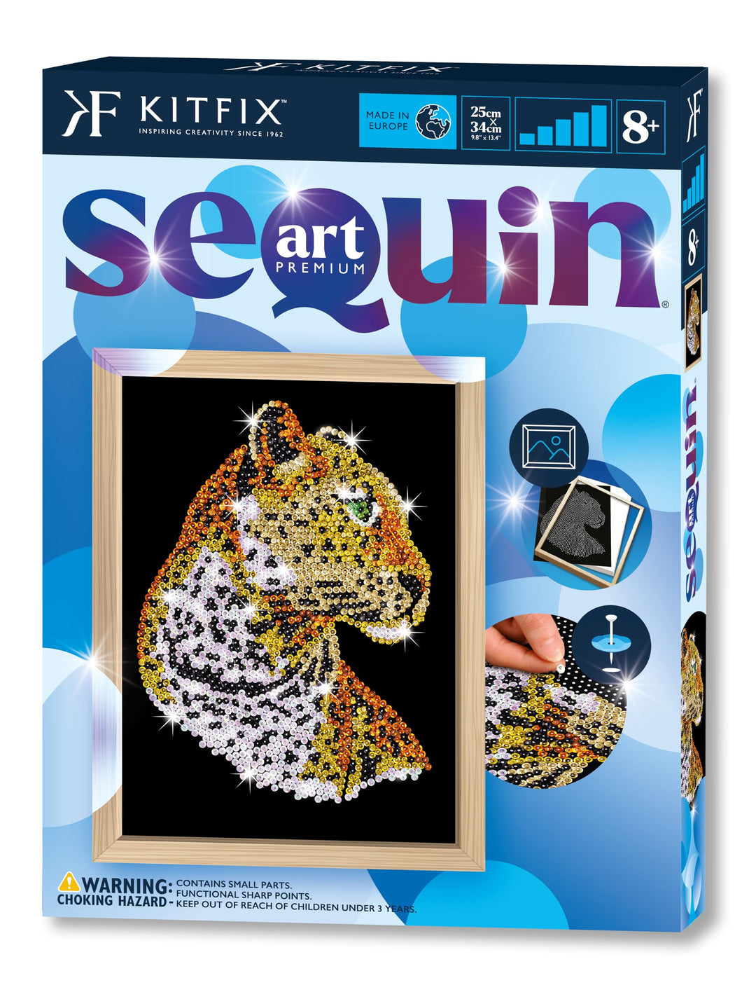 Kitfix - Sequin Art Leopard mit Holzrahmen - 27 x 36cm - Sequin Art Blue Premium - Paillettenbild -