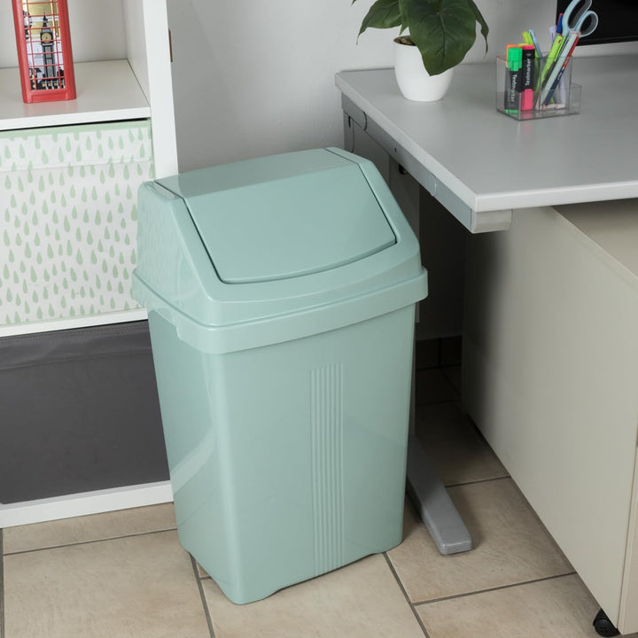 2x Mülleimer mit Schwingdeckel grün 50L Mülltrennung Deckel Müllkorb Büro Silbergrün 2 x 50 Liter, S