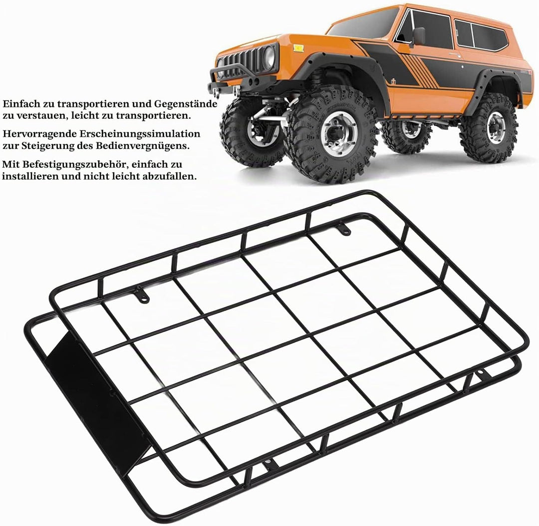 VGEBY RC-Dachträger, Schwarzer Eisen-RC-Car-Dachgepäckträger, Grosser Metall-Gepäckträger für Axial
