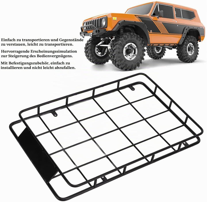 VGEBY RC-Dachträger, Schwarzer Eisen-RC-Car-Dachgepäckträger, Grosser Metall-Gepäckträger für Axial