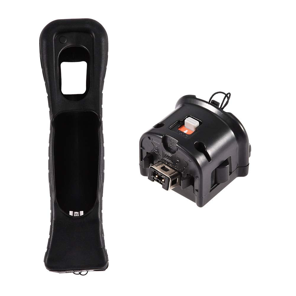 Zerone Sensoradapter Wii Motion Plus Schutzhülle aus Silikon Fernbedienung Wii (schwarz)