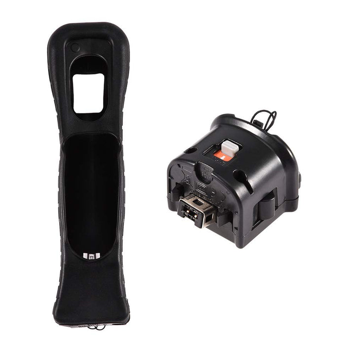 Zerone Sensoradapter Wii Motion Plus Schutzhülle aus Silikon Fernbedienung Wii (schwarz)