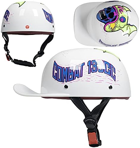 Woljay Jethelm Motorradhelm Baseball Kappe Jahrgang Halbhelm Retro Männer Frauen für Zerhacker Kreuz