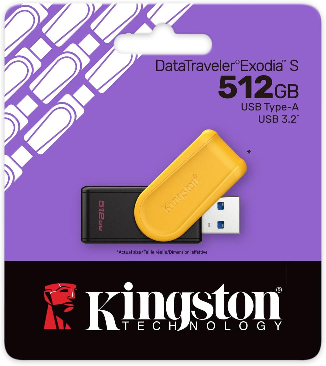 Kingston DataTraveler Exodia S USB-Stick - 512GB - USB 3.2 Gen 1 - USB Type A - Schwarz/Gelb - DTXS/
