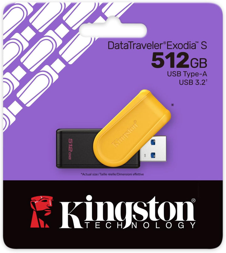 Kingston DataTraveler Exodia S USB-Stick - 512GB - USB 3.2 Gen 1 - USB Type A - Schwarz/Gelb - DTXS/