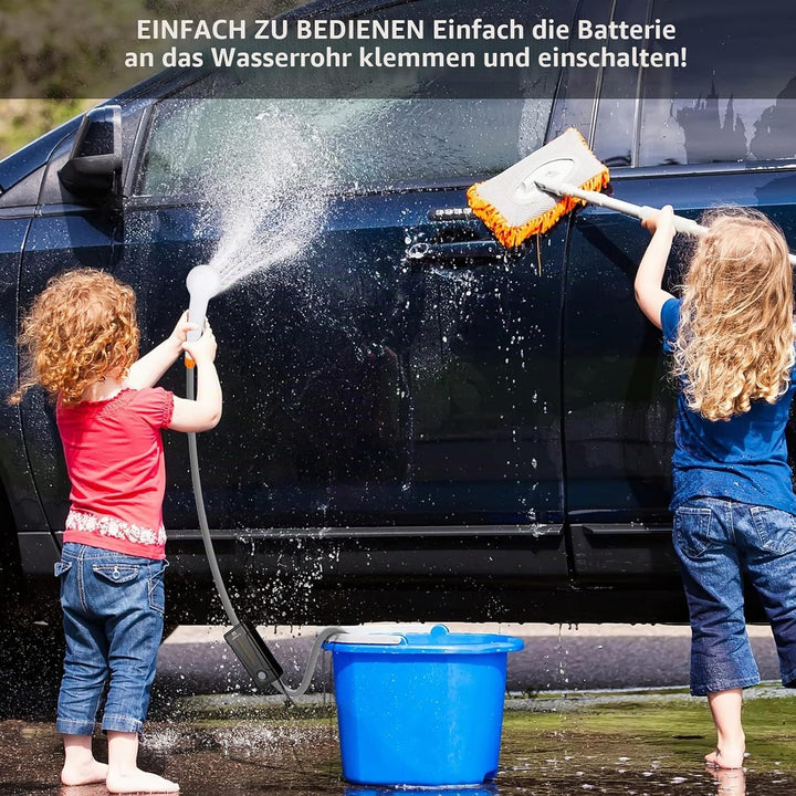 LIEBMAYA Camping Dusche Set mit Wiederaufladbarer Akku, Campingdusche mit Pumpe, Wasserpumpe mit 1,8