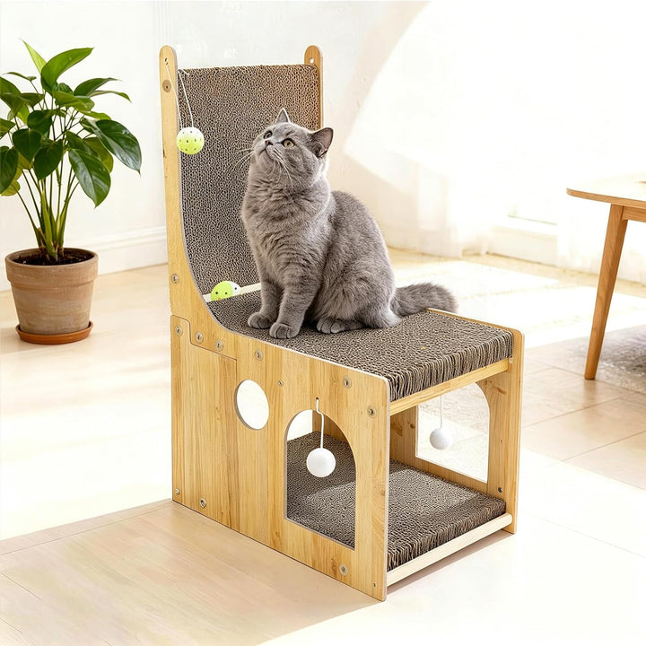 Kratzbretter Katze 65 cm Hohe L-Förmige Kratzpappe für Katzen, Hochdichtes Verschleissfestes Multifu
