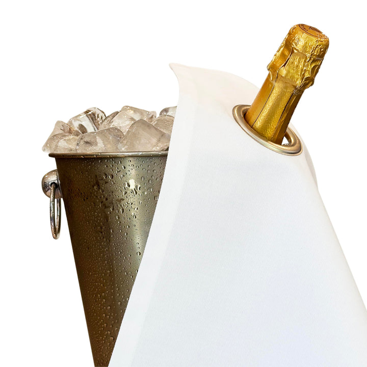 Classic Collection, Flaschentuch mit Metallring für Eiskübel, Baumwolle, 42 cm, Eckloch (Weiss mit S