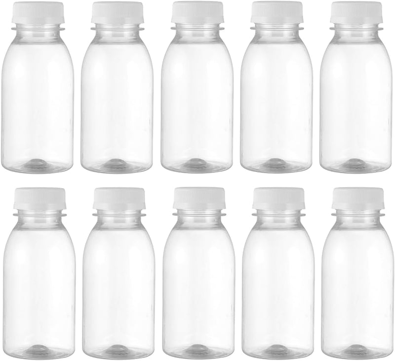 Cabilock 10 Stück 250 ml Milch Flaschen mit Lidsjugs, transparente Töpfe, Saftflaschen aus Kunststof