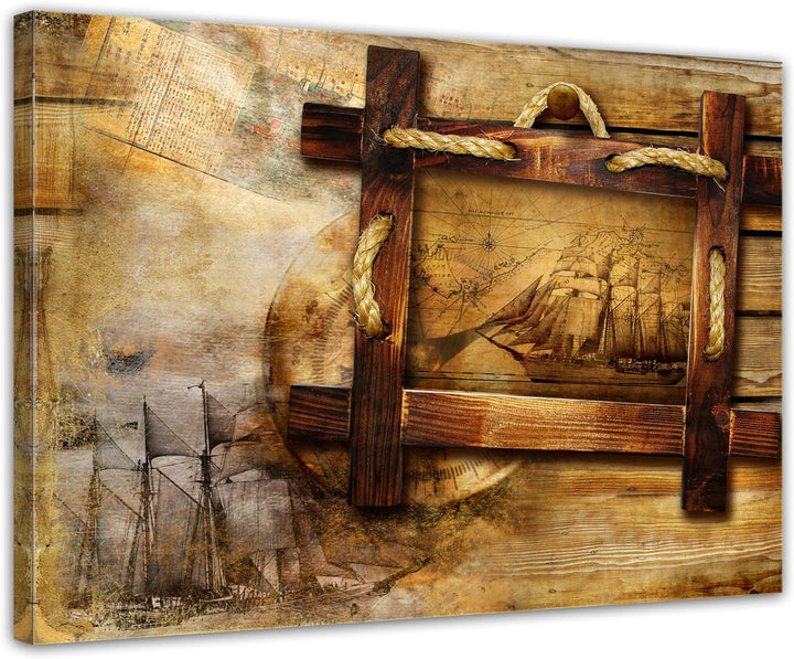 Bilderdepot24 Bild auf Leinwand | Schiff retro in 70x50 cm als Wandbild | Wand-deko Dekoration Wohnu