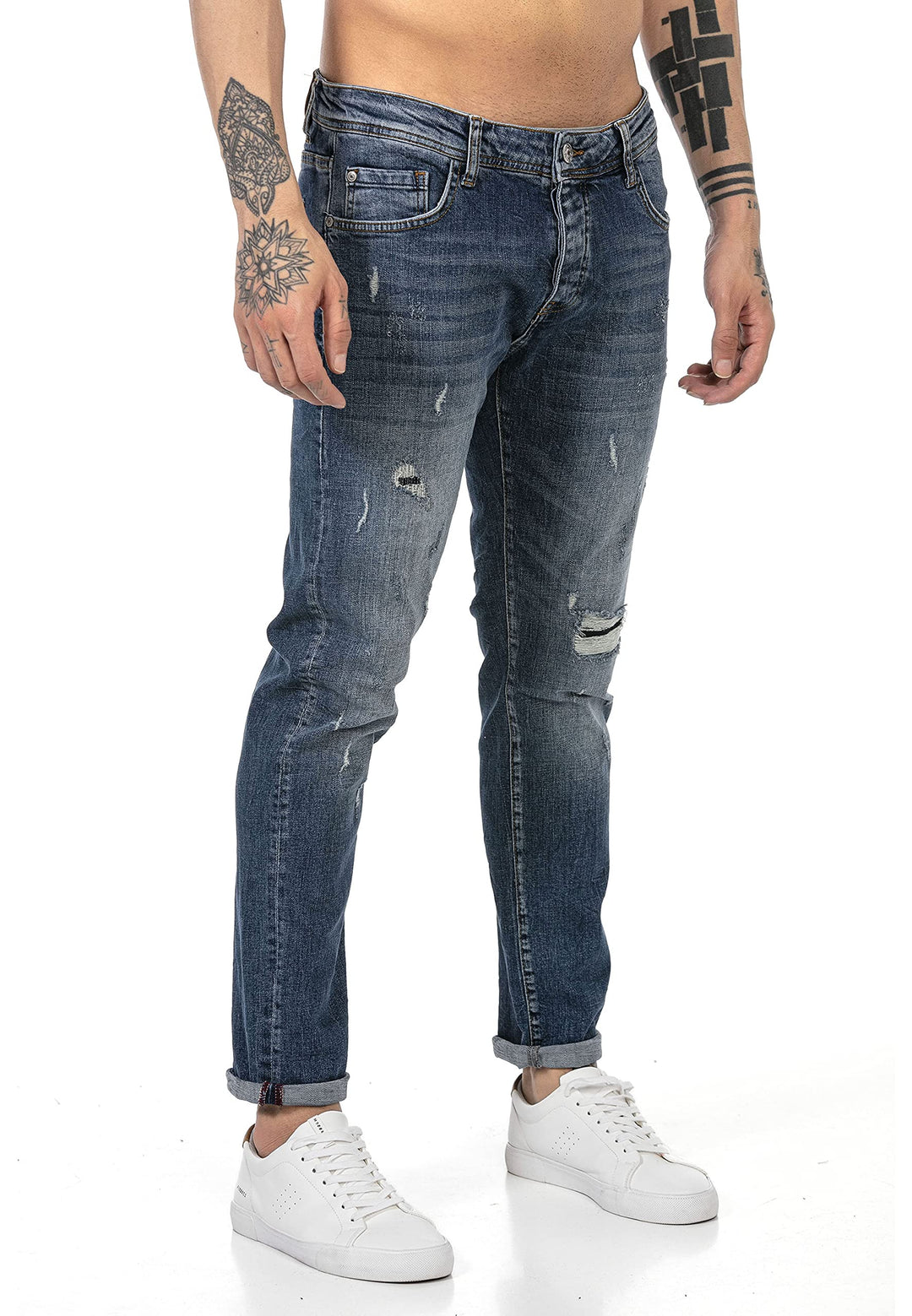 Redbridge Jeans für Herren Hose Denim Pants Used Look Destroyed 30W / 32L Dunkelblau, 30W / 32L Dunk