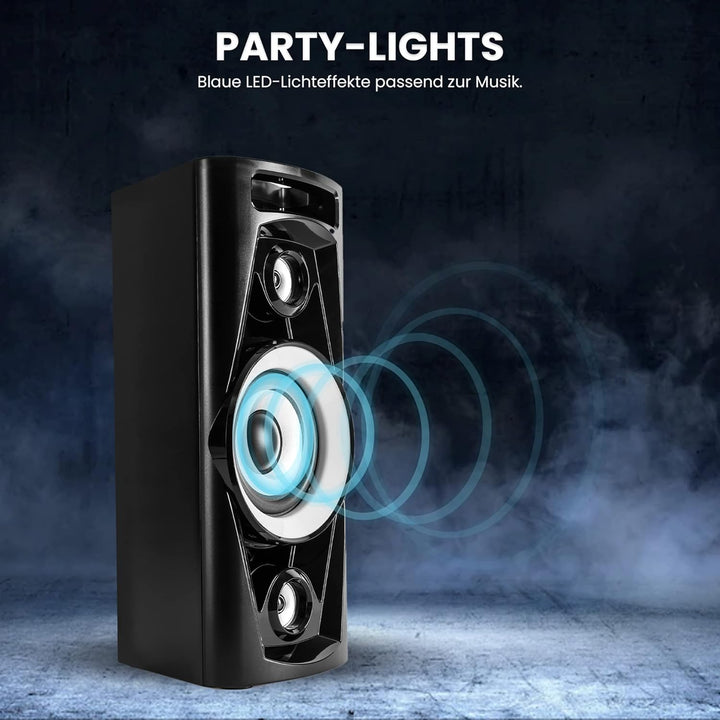 Reflexion PS07BT Mobile Discosoundmaschine (Bluetooth, True Wireless Stereo, Radio, USB, AUX-IN, Kar