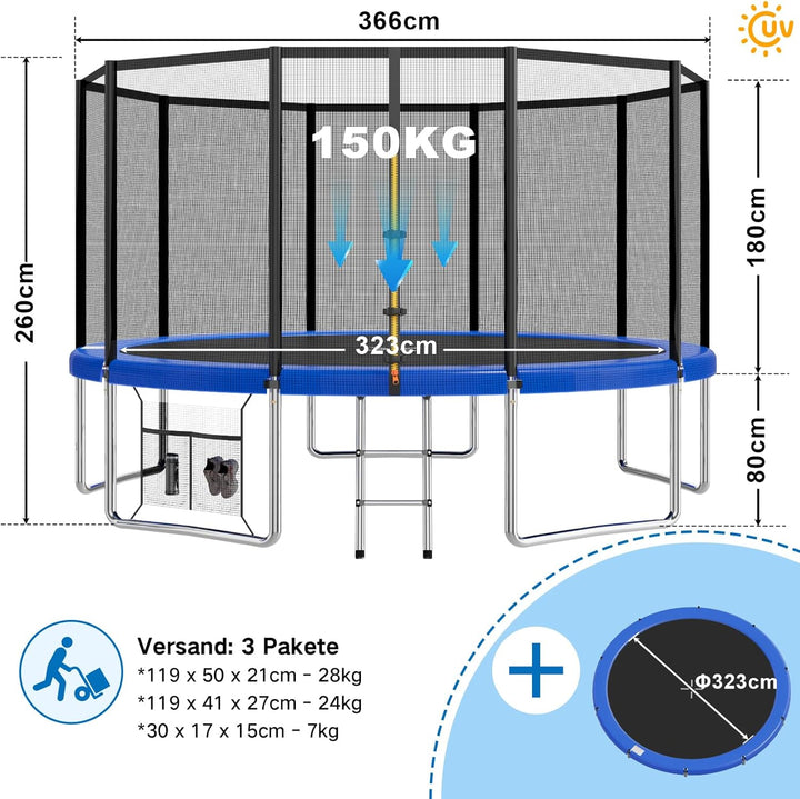 Devoko Trampolin Outdoor Ø 183/228/305/366 GS-Zertifikat Indoor Trampolin Kinder Gartentramp