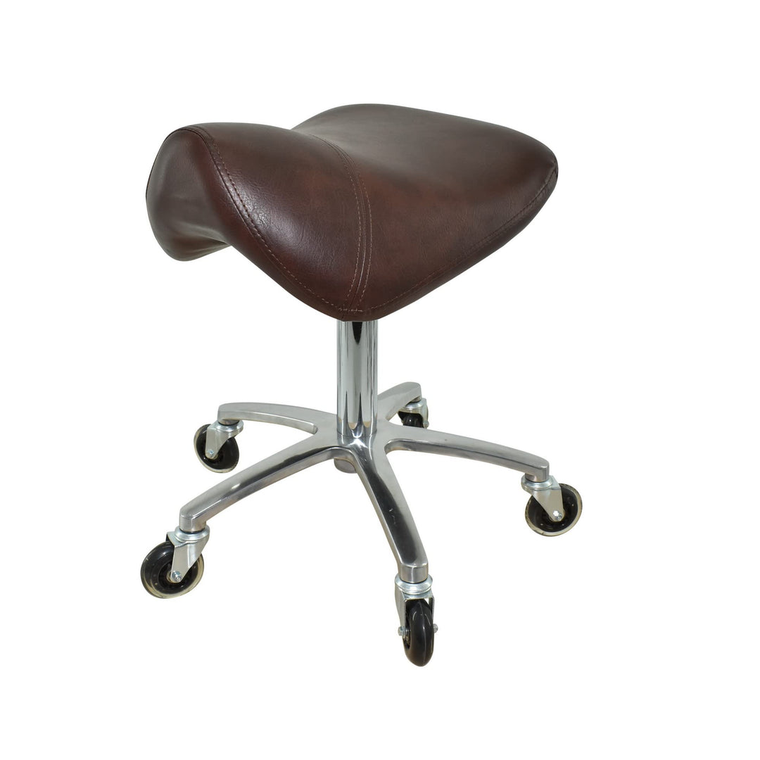 VAKON SALON - Premium Sattelhocker Braun, Sattelstuhl für Rückenentlastung, Rollhocker höhenverstell