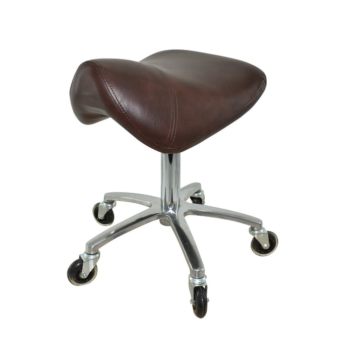 VAKON SALON - Premium Sattelhocker Braun, Sattelstuhl für Rückenentlastung, Rollhocker höhenverstell