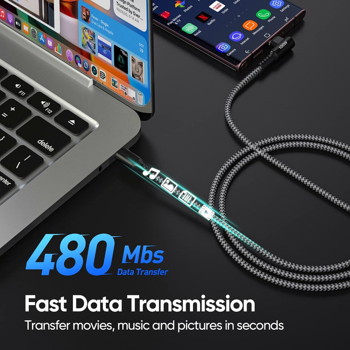 45W USB C Schnellladegerät Super Fast Netzteil Ladegerät mit (2m, 100W) Type C Nylon Kabel für Samsu