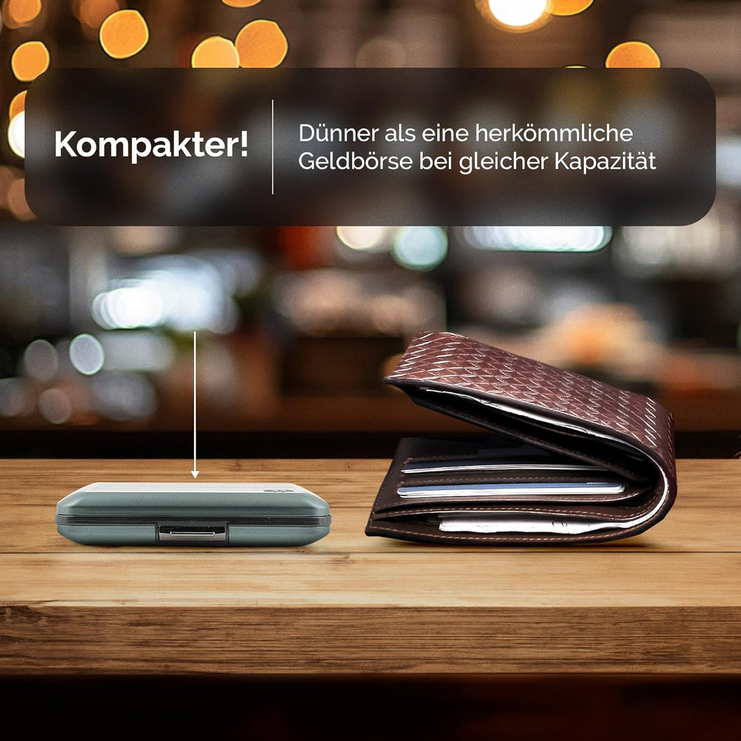 OGON Aluminium Geldbörse Smart Case V2 - Einfache Lagerung - Metallverschluss - Kartenetui mit RFID-