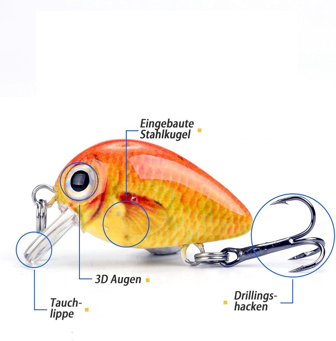 Steinn Wobbler Crankbait Kunstköder Set | Raubfisch Zander Barsch Angeln | 1.6g 2.5cm | Angelköder F