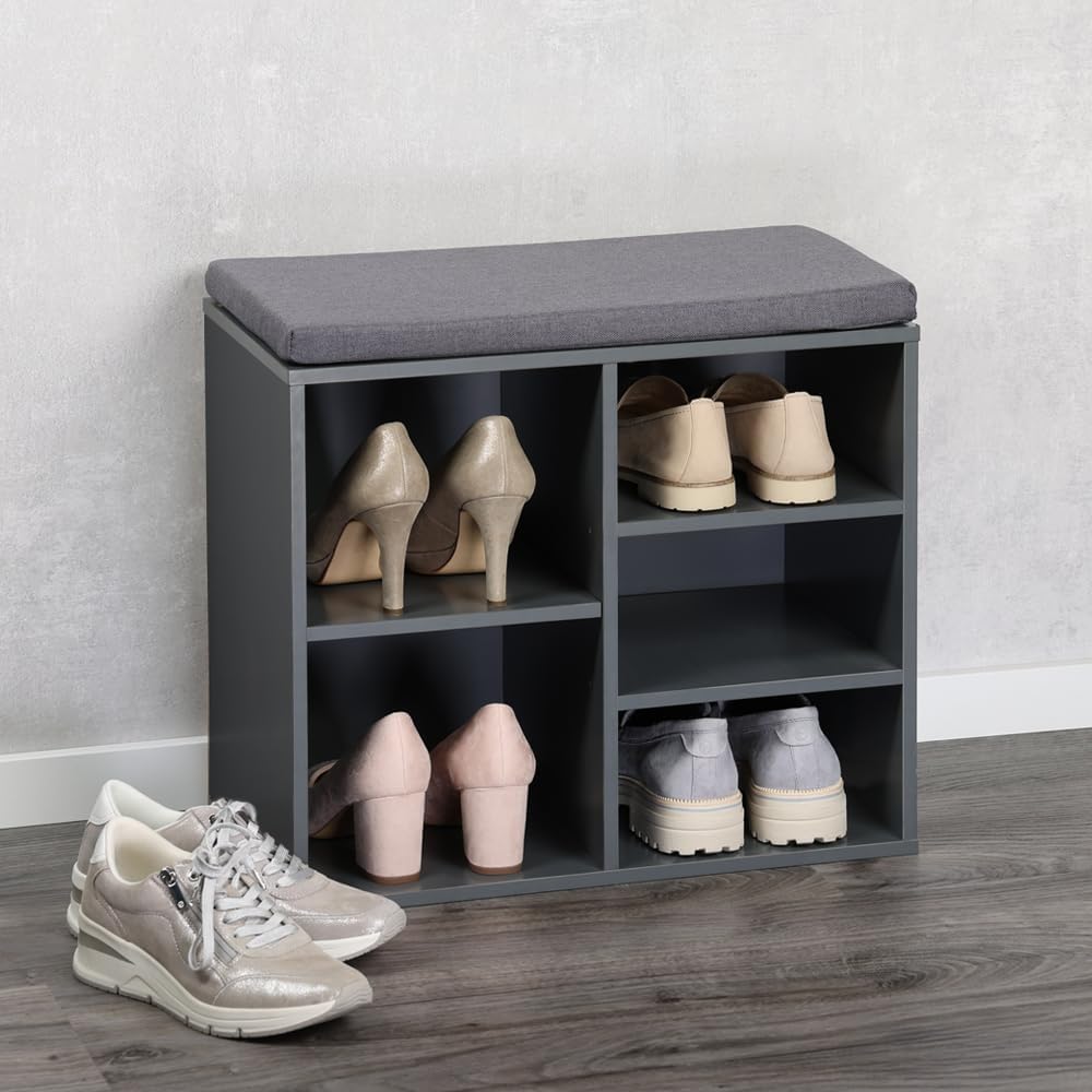 Kesper | Schuhschrank mit Sitzkissen, Material: Spanplatte, Textil, Masse: B 51,5 H 48 T 29,5 cm, Fa