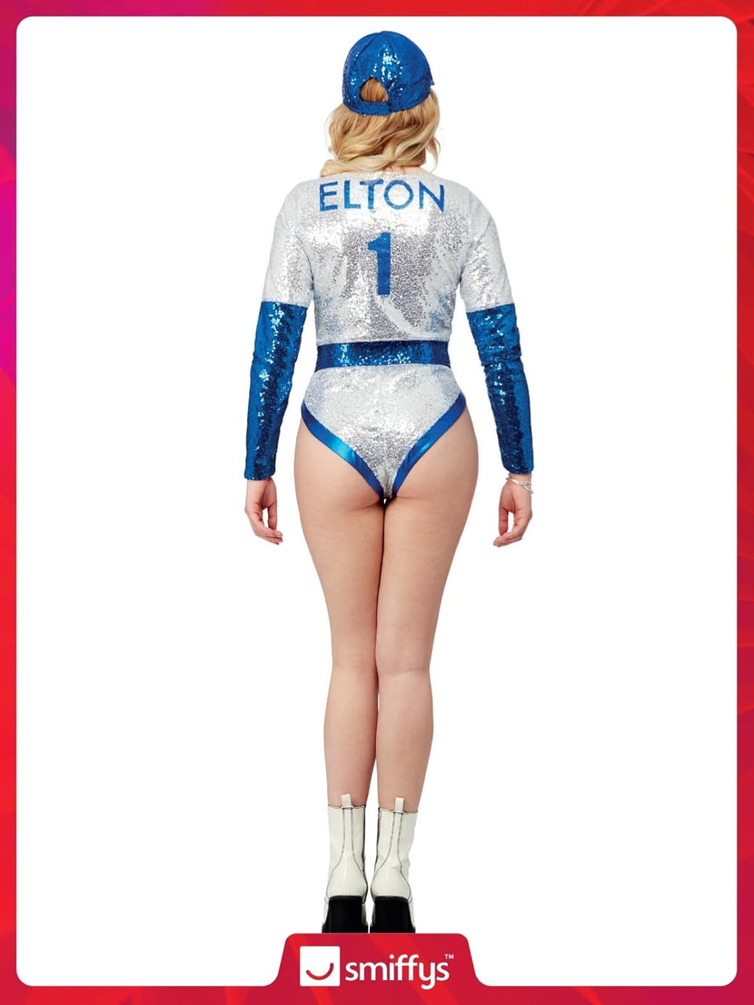 Smiffys Offiziell lizenziertes Elton John Deluxe Pailletten-Baseball-Kostüm für Damen X-Small (UK 4-