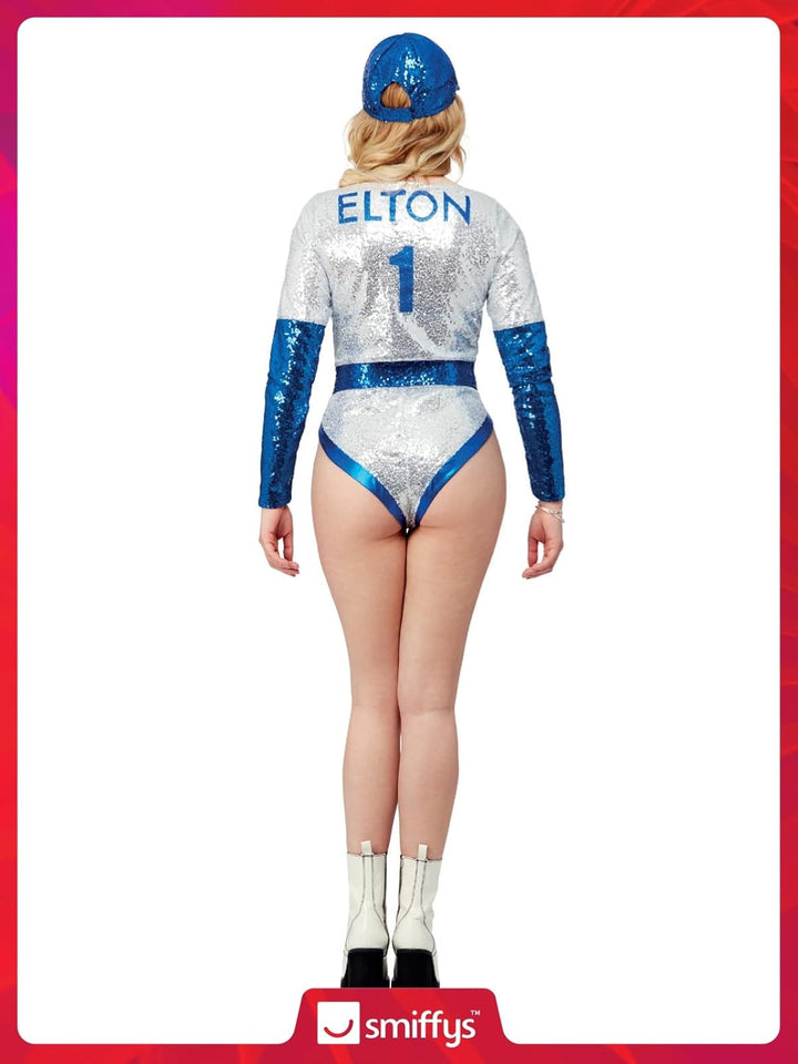 Smiffys Offiziell lizenziertes Elton John Deluxe Pailletten-Baseball-Kostüm für Damen X-Small (UK 4-