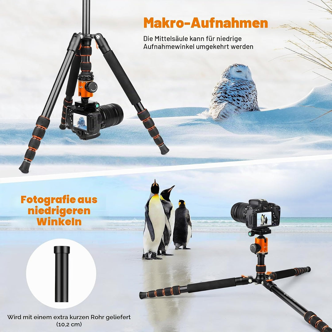 Victiv 205cm Professionelles Kamera Stativ, Aluminiumlegierung Reisestativ Stativ mit 360° Kugelkopf