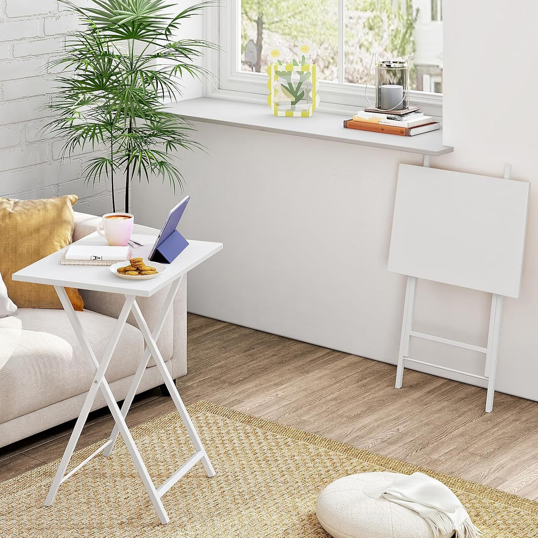 HOOBRO Beistelltisch, Klappbar Tablett Tisch, Sofatisch, TV Tray im Industriestil, Einfach Montierba