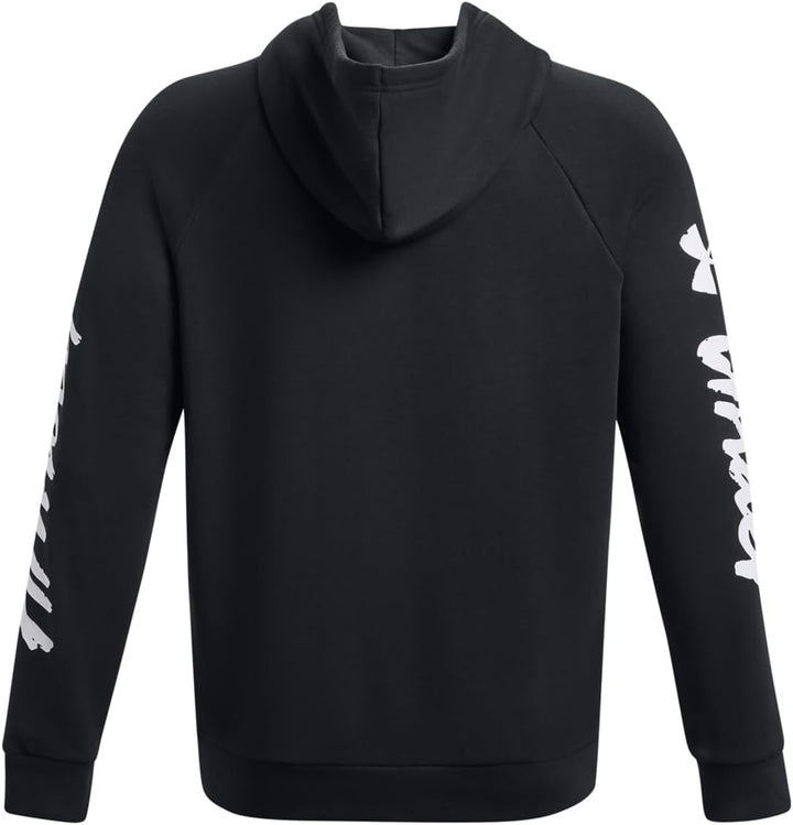 Under Armour Herren Rival Fleece Graphic Hoodie Kapuzen-Sweatshirt, (001) Schwarz/Weiss